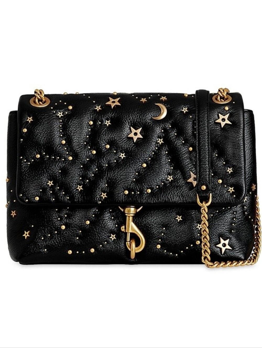 LIKE NEW REBECCA MINKOFF EDIE FLAP SHOULDER BAG WITH CELESTIAL STUDS